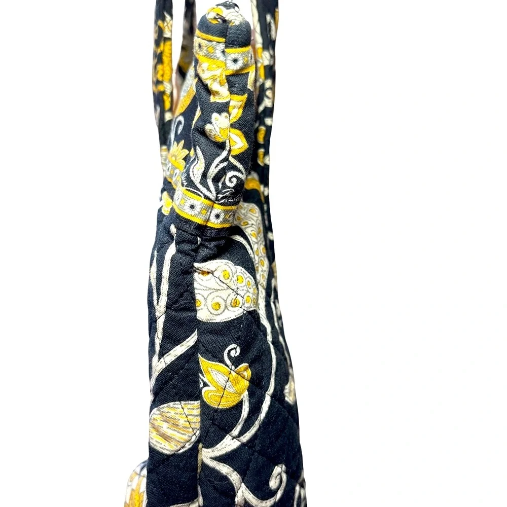 Vera Bradley Navy Floral Quilted Tote with Yellow & White Accents
